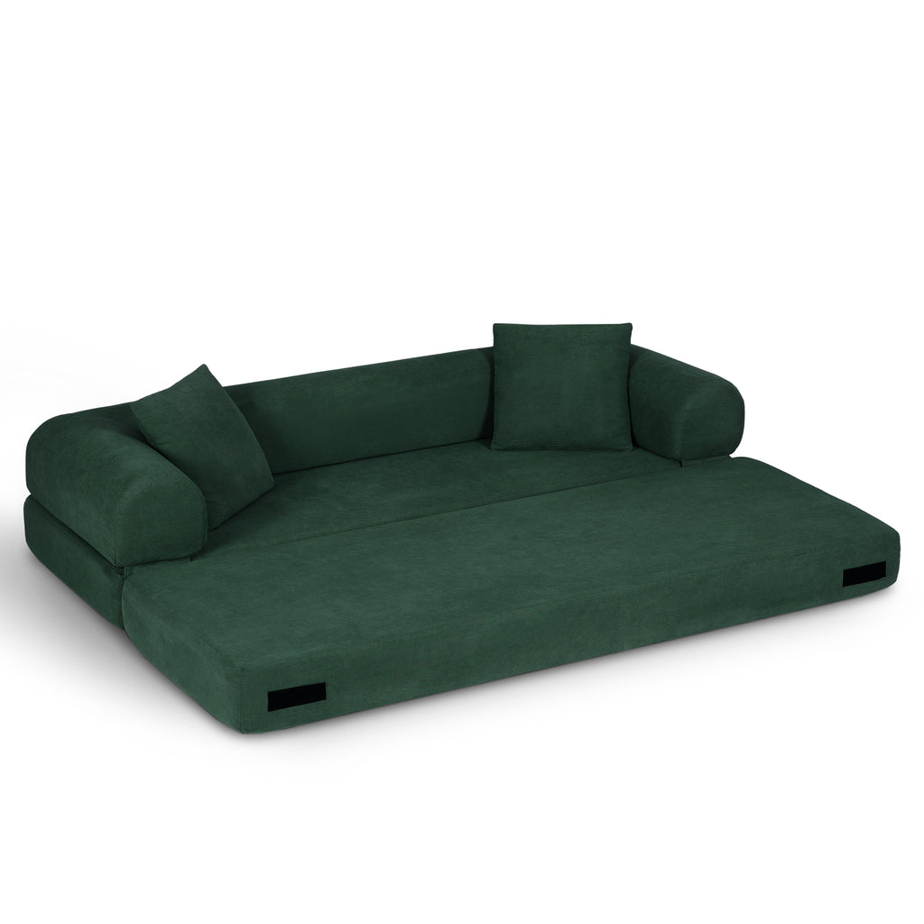 80-Inch Convertible Sofa Bed with Storage – Corduroy 3-Seat Sleeper Couch, No Assembly Required