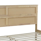King Size Solid Wood Bed with Rattan Headboard – Natural Rubberwood Frame