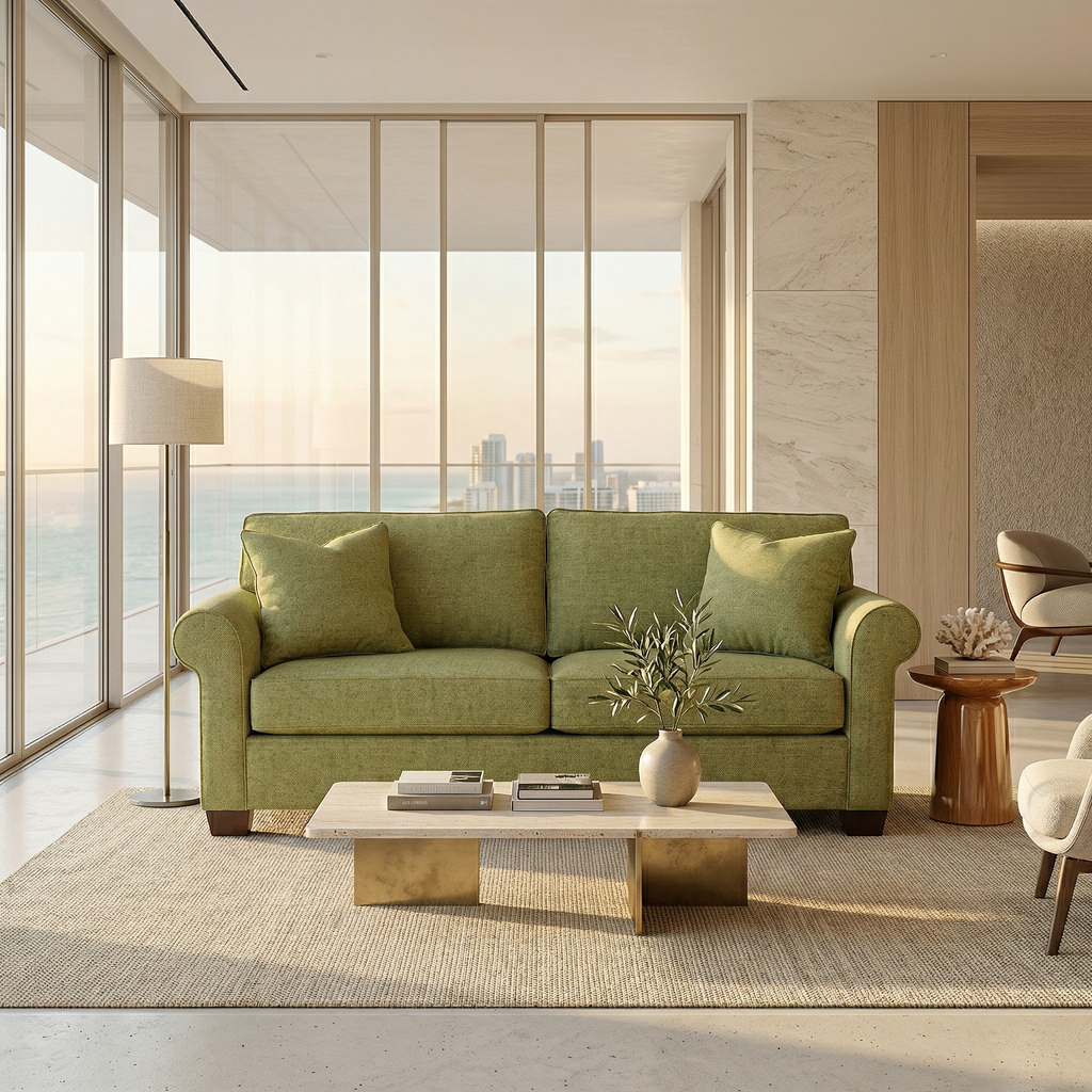 Irlanda 2-Seat Sofa – Made in USA, Polyester Upholstery, Rolled Arms - product detail image 5