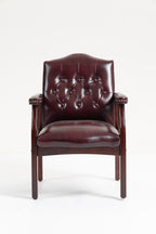 Burgundy Leather Guest Chair with Padded Seat & Arms – Ergonomic Mid-Back Office Chair - product detail image 10
