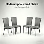 Set of 4 Modern Dark Gray Velvet Dining Chairs with Metal Legs & Adjustable Feet