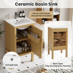 18" Modern Bathroom Vanity with Ceramic Sink, Adjustable Shelf & Soft-Closing Hinges