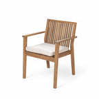 Acacia Wood Patio Dining Chair Set of 2 – Waterproof Cushions, 400 lb Capacity, Brown Frame