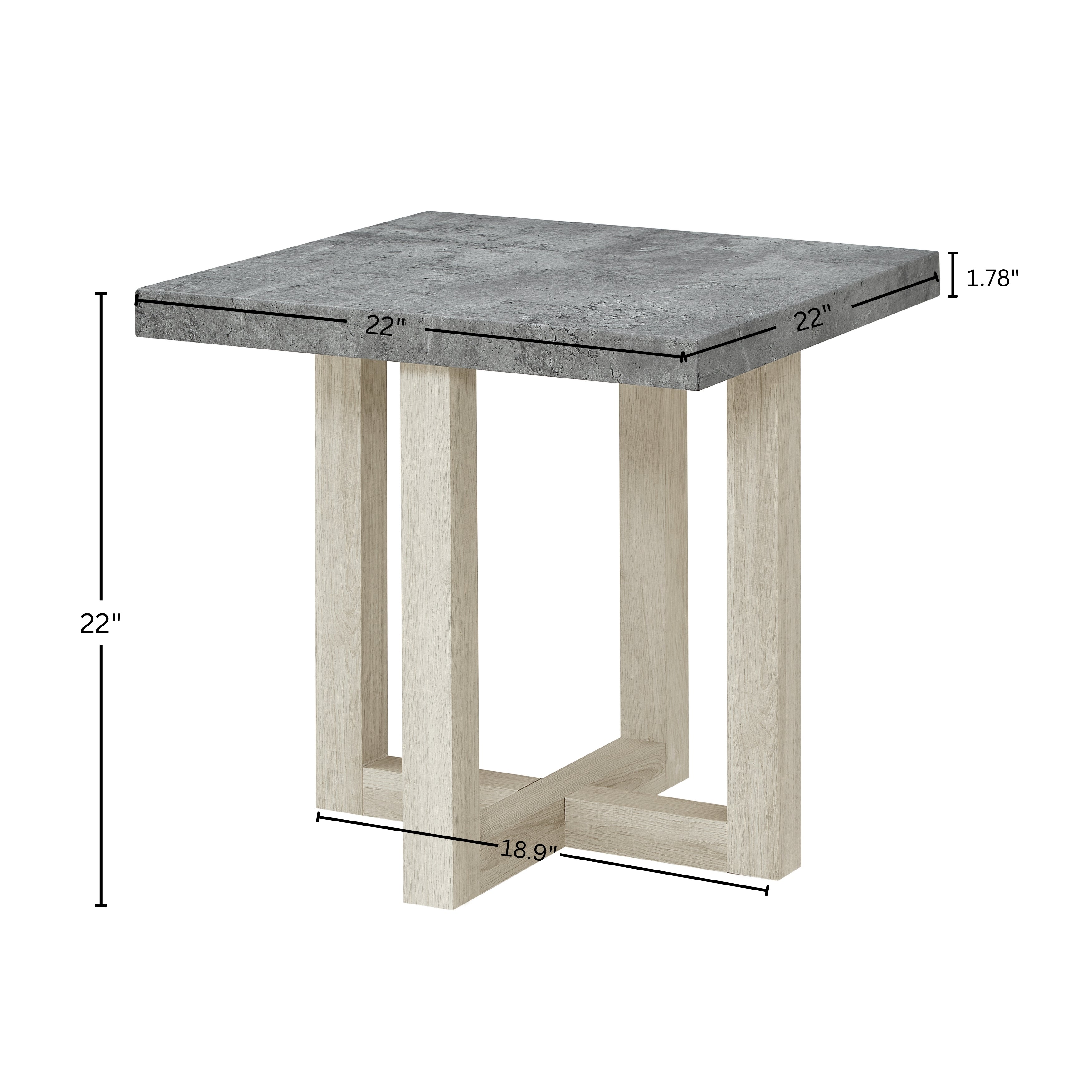 Luno Contemporary End Table – Faux Concrete & White Finish - product detail image 8