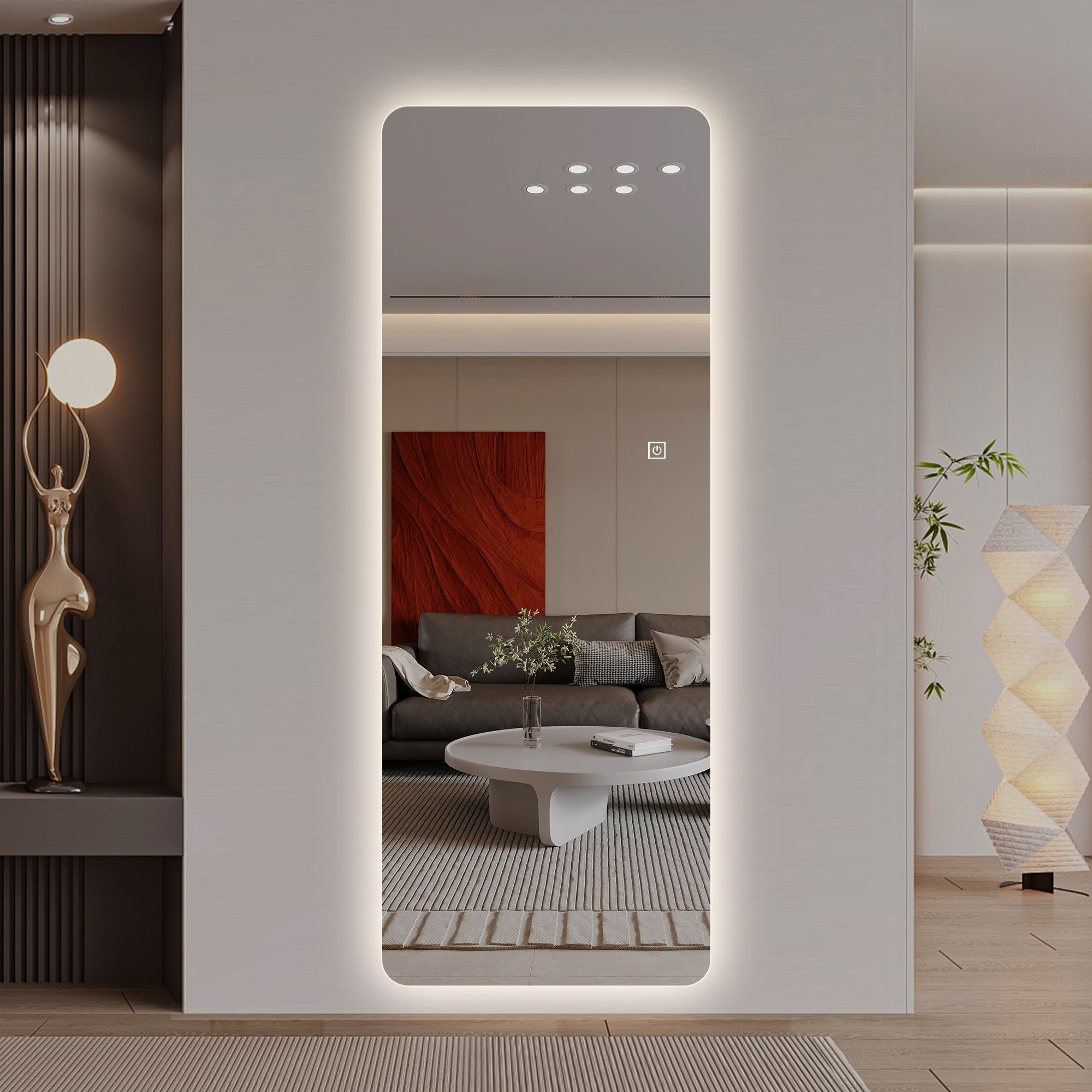 Wall-Mounted LED Full Length Mirror – 63" x 24" Backlit Dressing Mirror with 3 Color Temperatures & Stepless Dimming