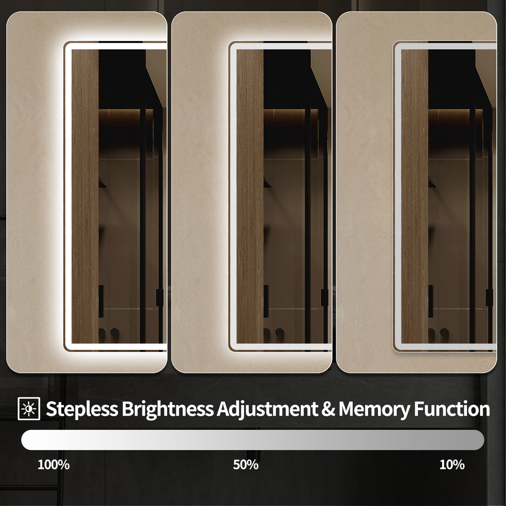 30" x 36" Frameless Front-Lit LED Bathroom Mirror with Anti-Fog & 3 Color Temperatures