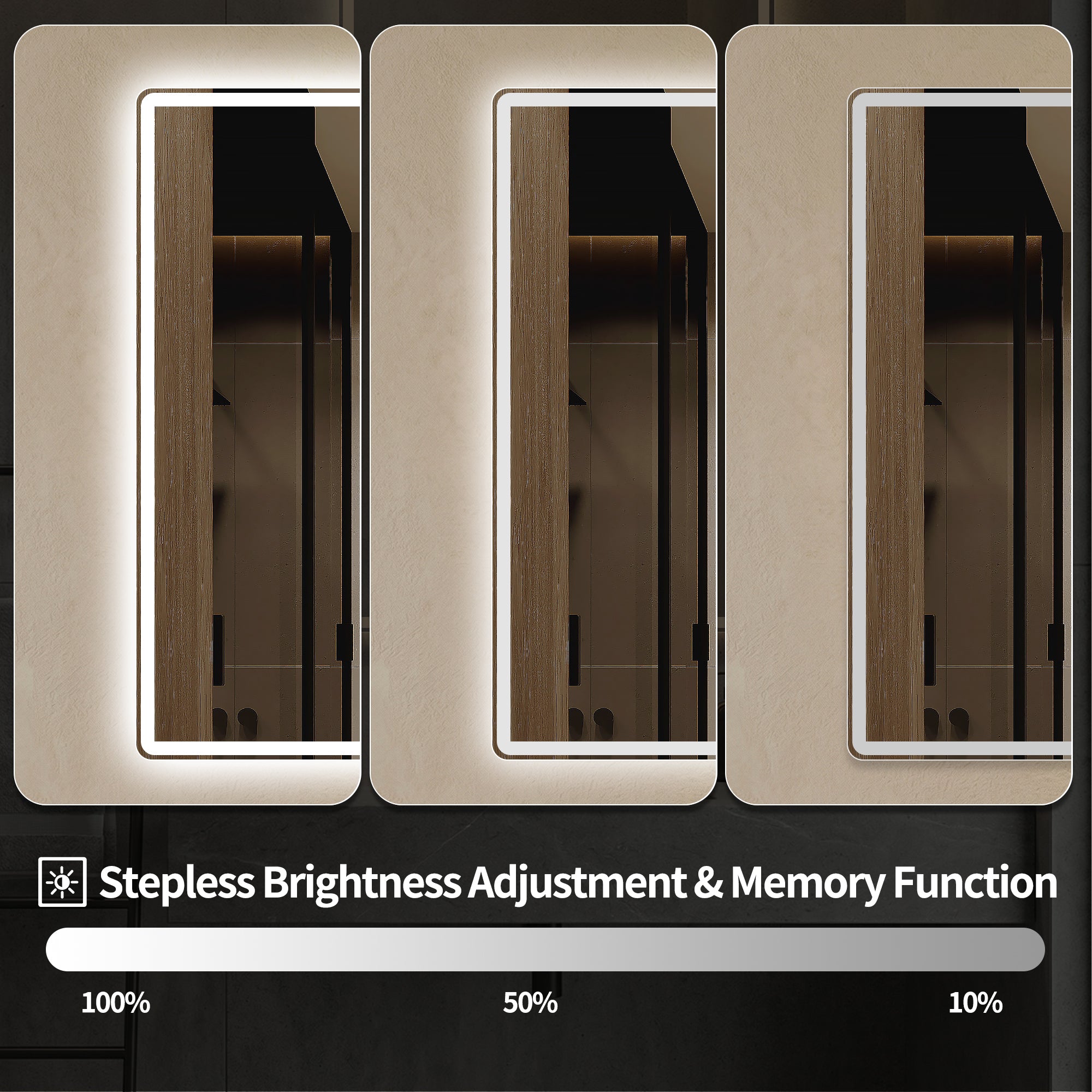 30" x 36" Frameless Front-Lit LED Bathroom Mirror with Anti-Fog & 3 Color Temperatures