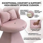 Pink Butterfly Back Swivel Vanity Chair with Triangular Base