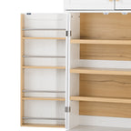 78.2" Farmhouse Kitchen Pantry Cabinet with 4 Doors, 3 Drawers & Adjustable Shelves, Retro White