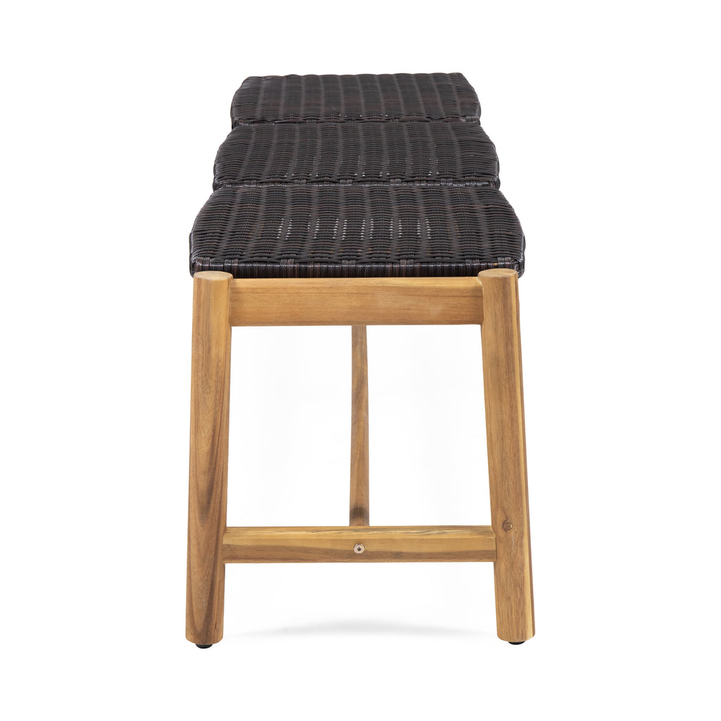 Cambria 3-Seater Outdoor Bench in Teak Acacia Wood - product detail image 6