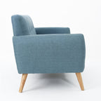 67.25" Blue Fabric Button-Tufted Loveseat with Waffle Stitch & Tapered Wood Legs