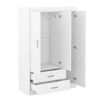 3-Door White Mirror Wardrobe with Shelves - product detail image 5