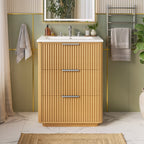 24-inch Modern Bathroom Vanity with Ceramic Sink and Wood Cabinet