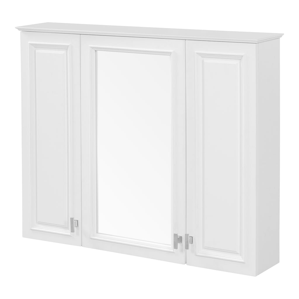 35-inch Wall-Mounted Bathroom Medicine Cabinet with Mirror and 5 Adjustable Shelves, White