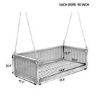 Outdoor Twin Swing Bed with Acacia Wood Frame & Rattan Weave – Black