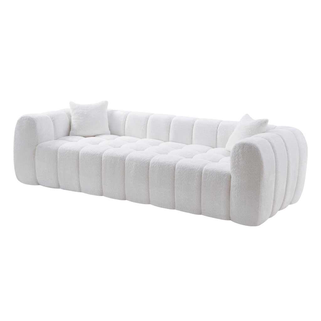 Marshmallow Cloud Compressed Sofa – 102.7" Oversized 4-Seat Boucle Living Room Sofa