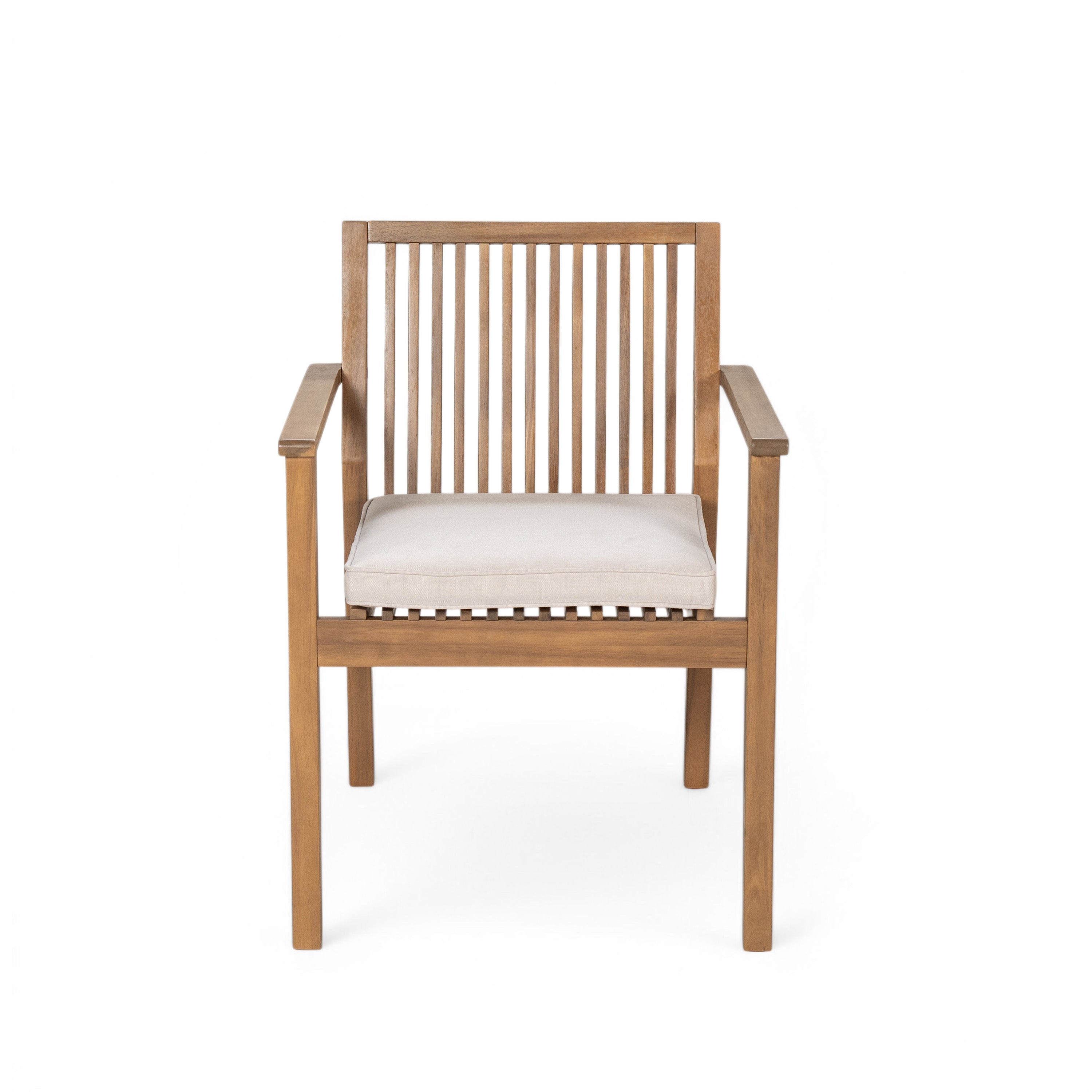 Acacia Wood Patio Dining Chair Set of 2 – Waterproof Cushions, 400 lb Capacity, Brown Frame