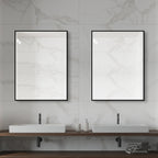 24 x 32 Inch Black Aluminum Bathroom Mirror – HD Copper-Free Silver Glass, Horizontal or Vertical Mount