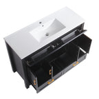 48" Black Bathroom Vanity with Integrated Resin Sink, 4 Soft-Close Doors & 4 Drawers
