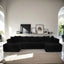 130" U-Shaped Corduroy Sectional Sofa with Chaise, 4-Seat Black Living Room Couch, No Assembly Required