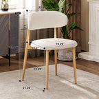 Set of 2 Modern Metal Dining Chairs with Beige Upholstered Seat