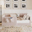 Twin Velvet Daybed Sofa Bed with Side Storage Pockets & Walk-In Entrance, Pink