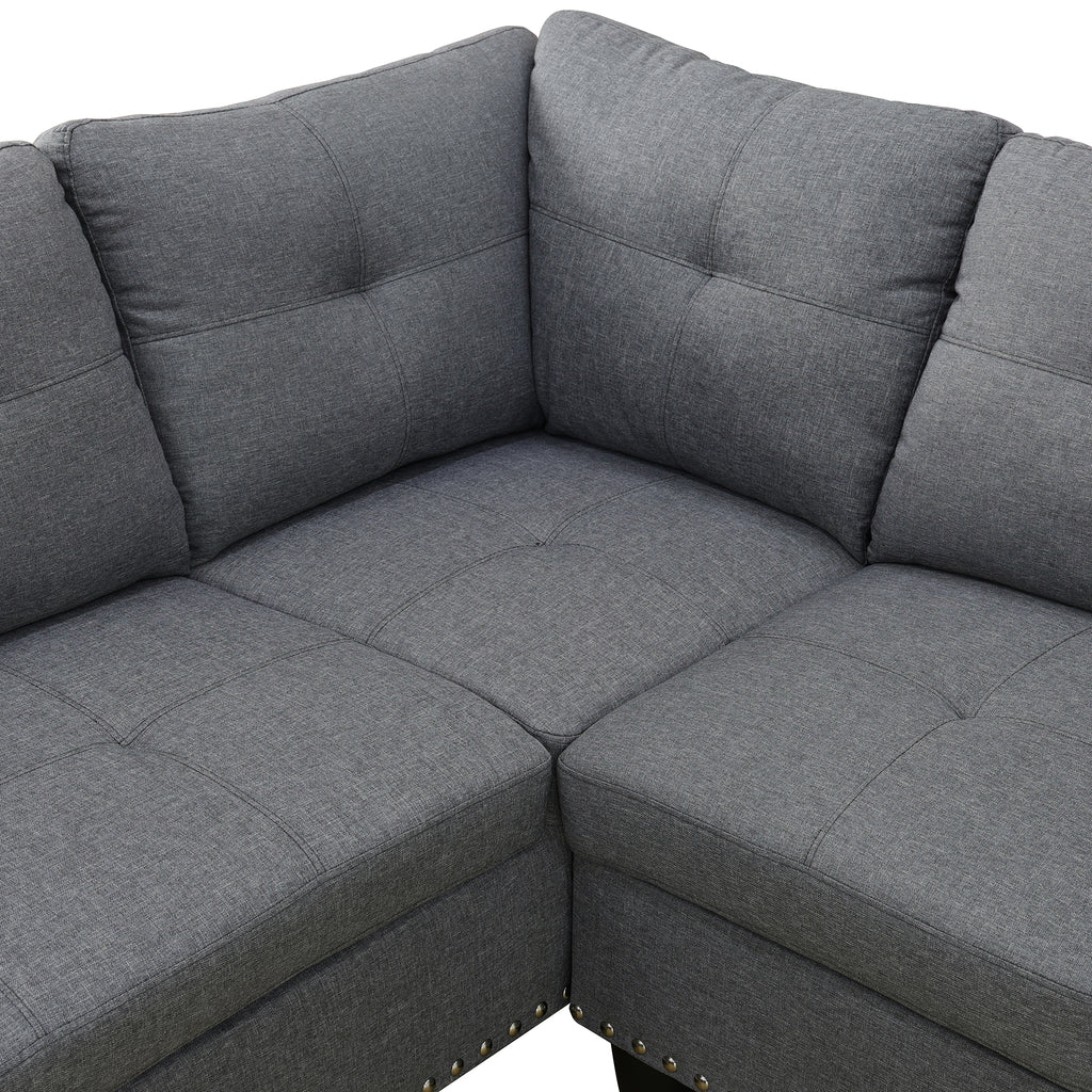L-Shaped Sectional Sofa with Cup Holders – Dark Gray - product detail image 6