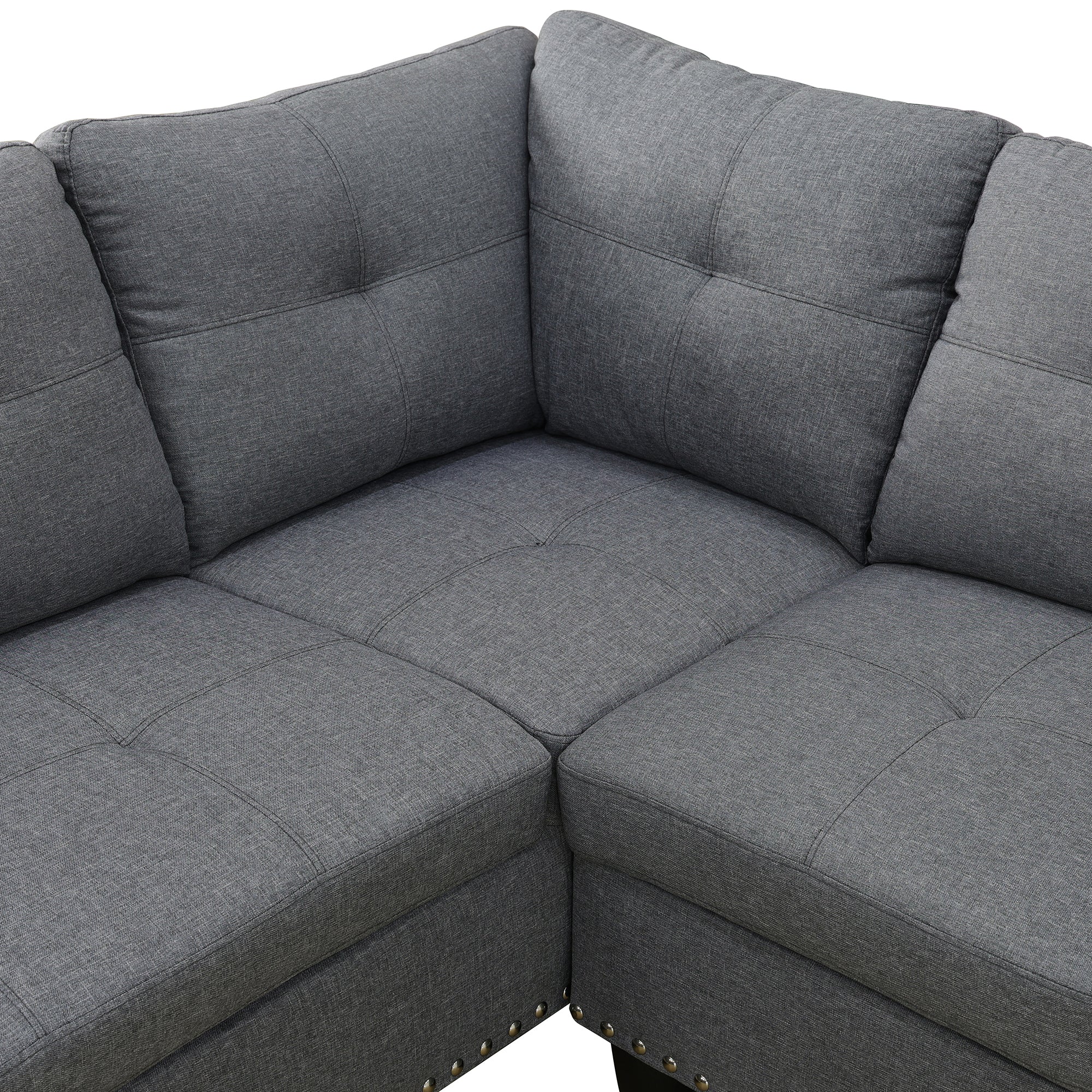 L-Shaped Sectional Sofa with Cup Holders – Dark Gray - product detail image 6