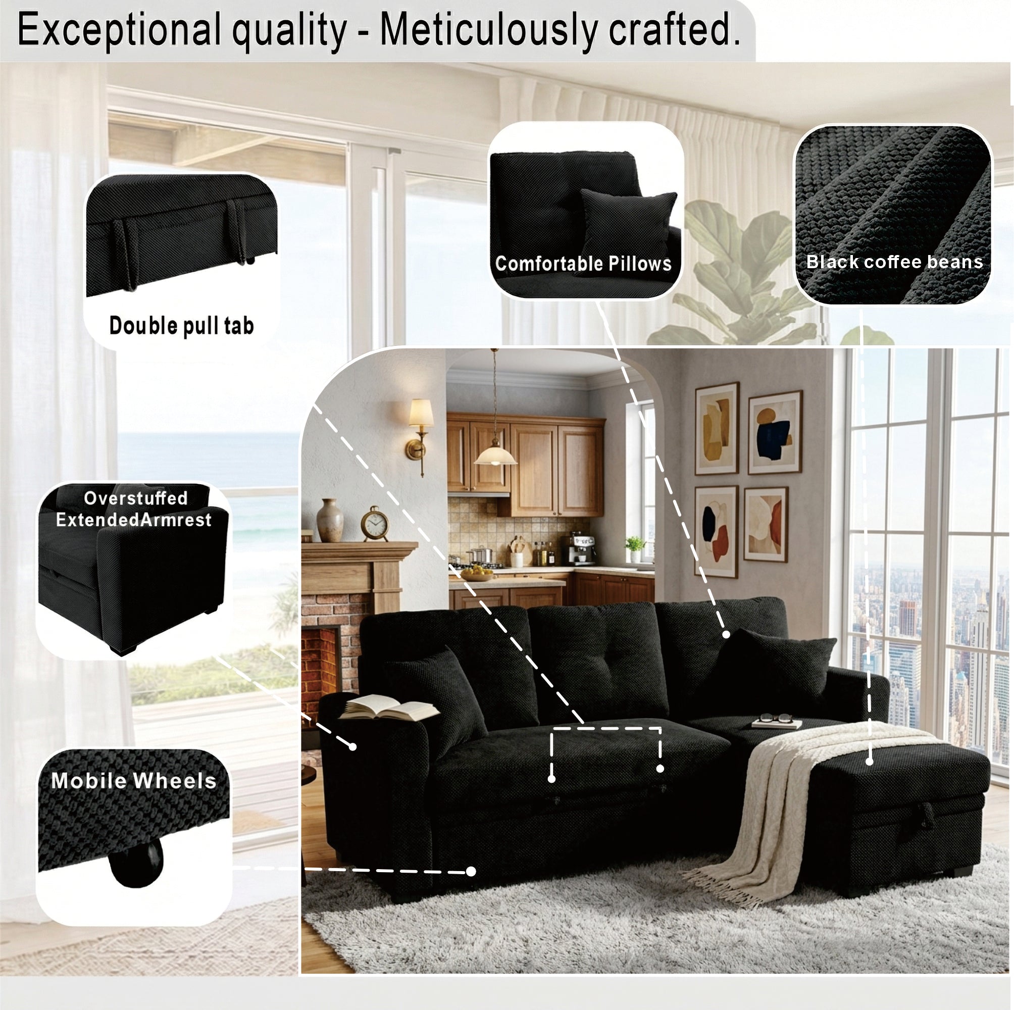Chaise section shown in both left- and right-facing configurations