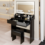 Extra Large LED Mirror Makeup Vanity Table with Stool – 31" x 20", Touch Switch, 3 Light Colors, Adjustable Brightness