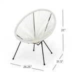 Anson Outdoor Basket Chair Set of 2 – White PE Rattan & Steel