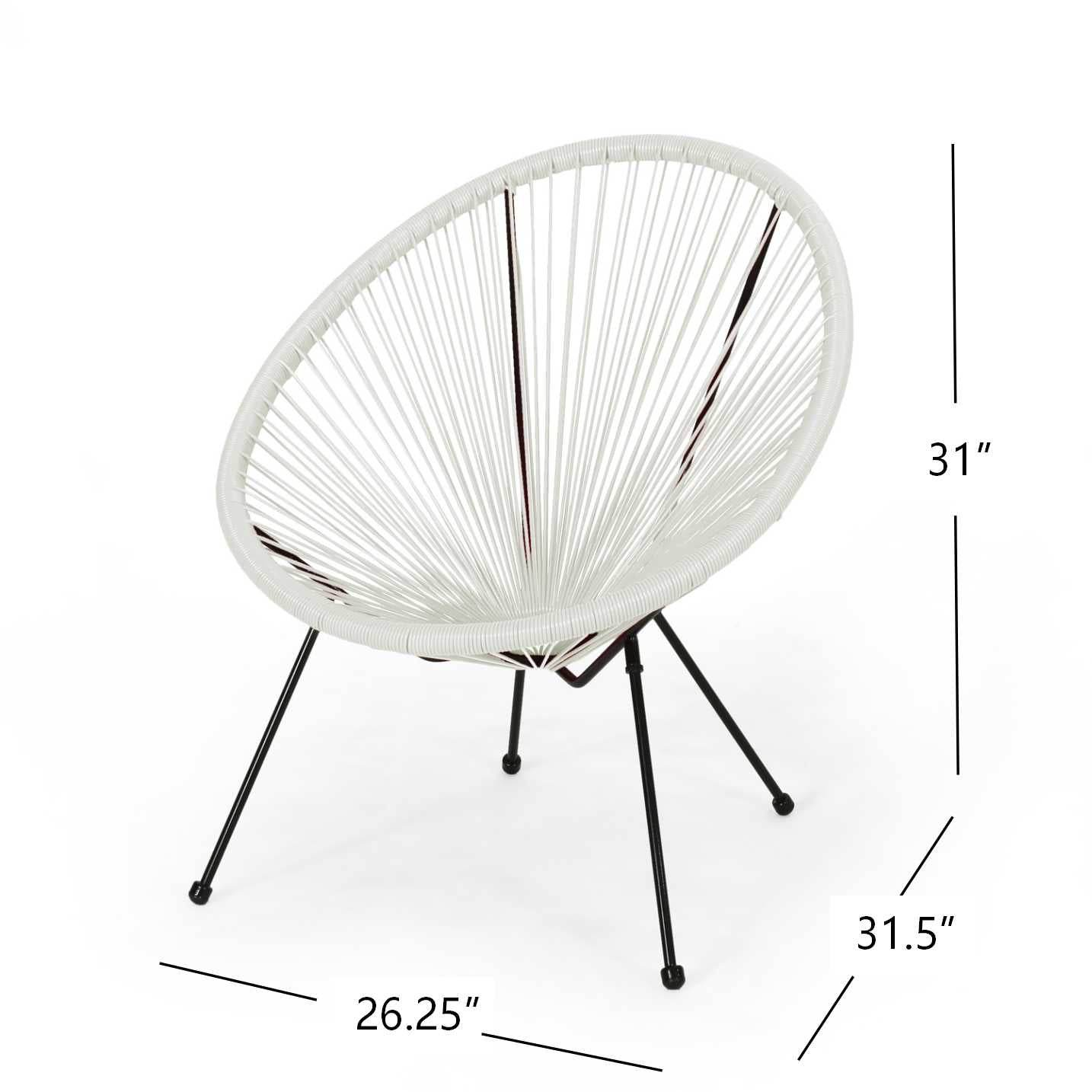 Anson Outdoor Basket Chair Set of 2 – White PE Rattan & Steel