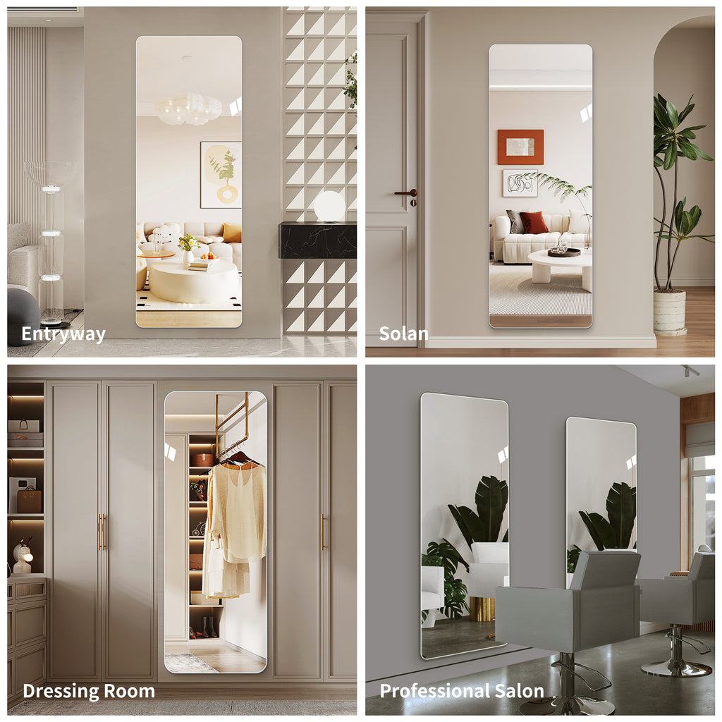 59 in x 16 in Full Length Wall Mirror – 5mm Copper-Free Silver Glass, Shatter-Resistant Backing
