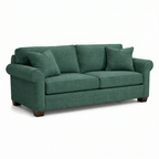 Side profile of Irlanda Velvet Sofa highlighting rolled arm and seat depth