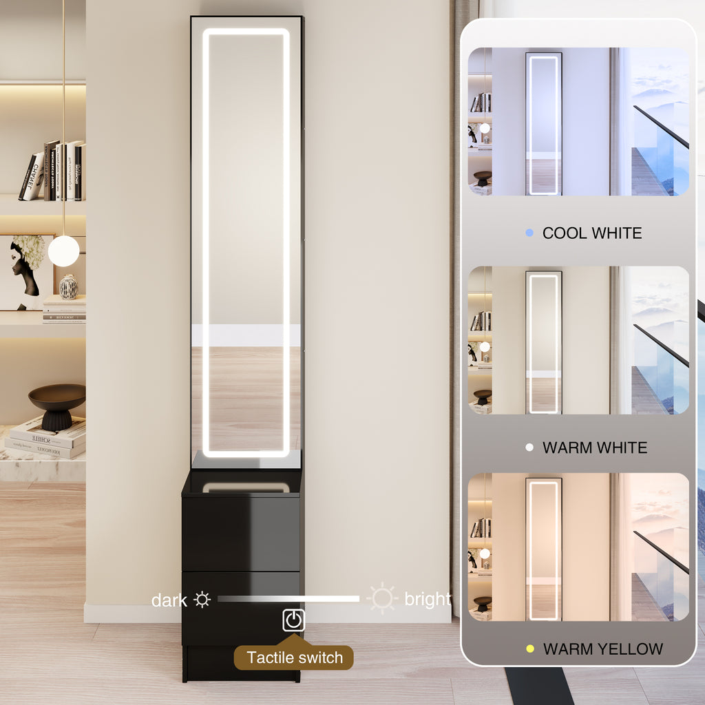 LED Full-Length Dressing Mirror Cabinet with Adjustable Brightness & Multi-Layer Storage