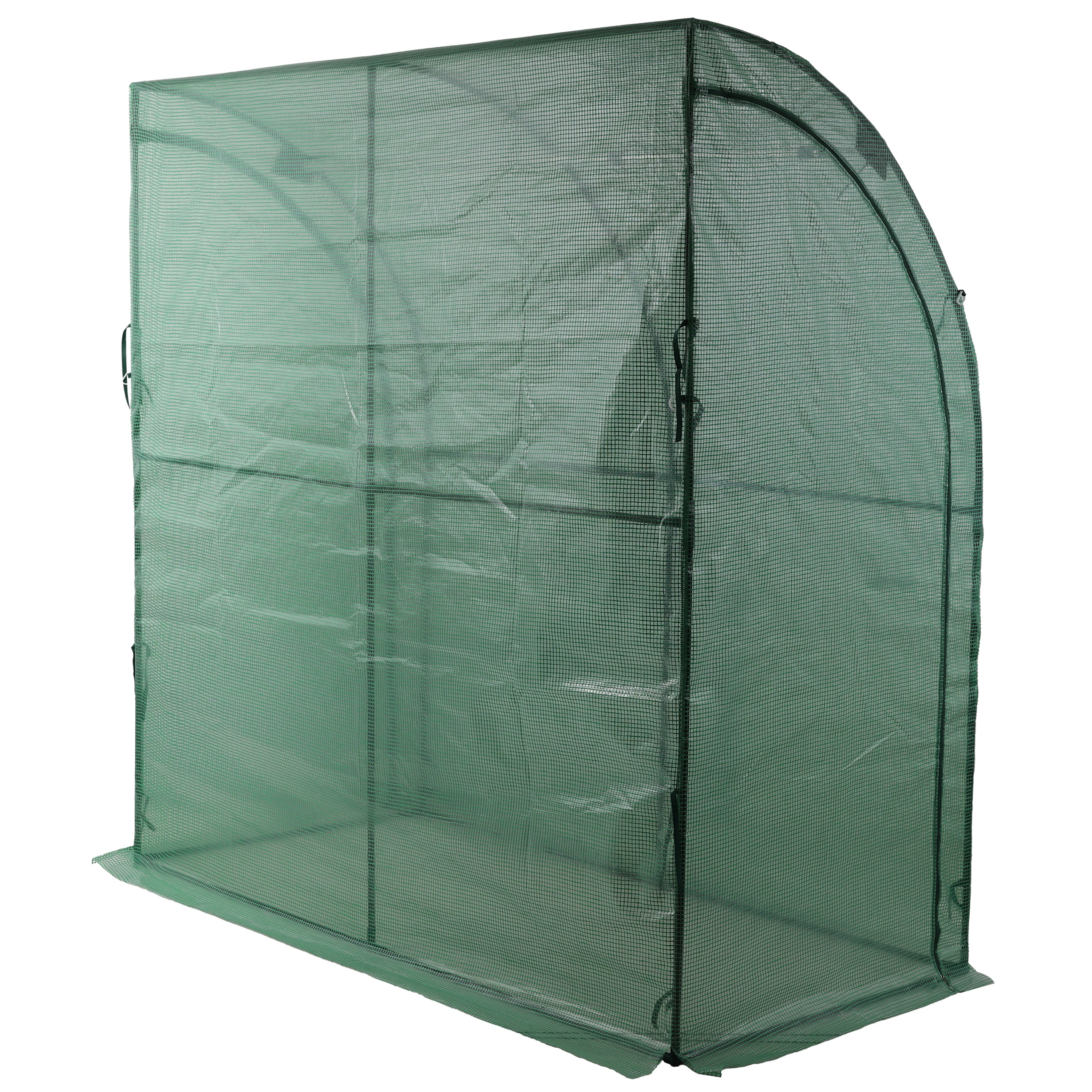 3-Tier Lean-To Portable Greenhouse with Wire Shelves & Zipper Doors – 79" x 39" x 83"