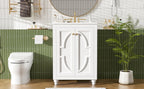 24-inch Modern White Bathroom Vanity with Ceramic Sink and Soft-Close Hinges