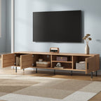 78-inch Modern TV Stand for TVs up to 85", Natural Wood Entertainment Center with Closed Storage & Cable Management
