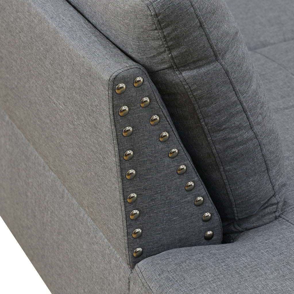 L-Shaped Sectional Sofa with Cup Holders – Dark Gray - product detail image 5