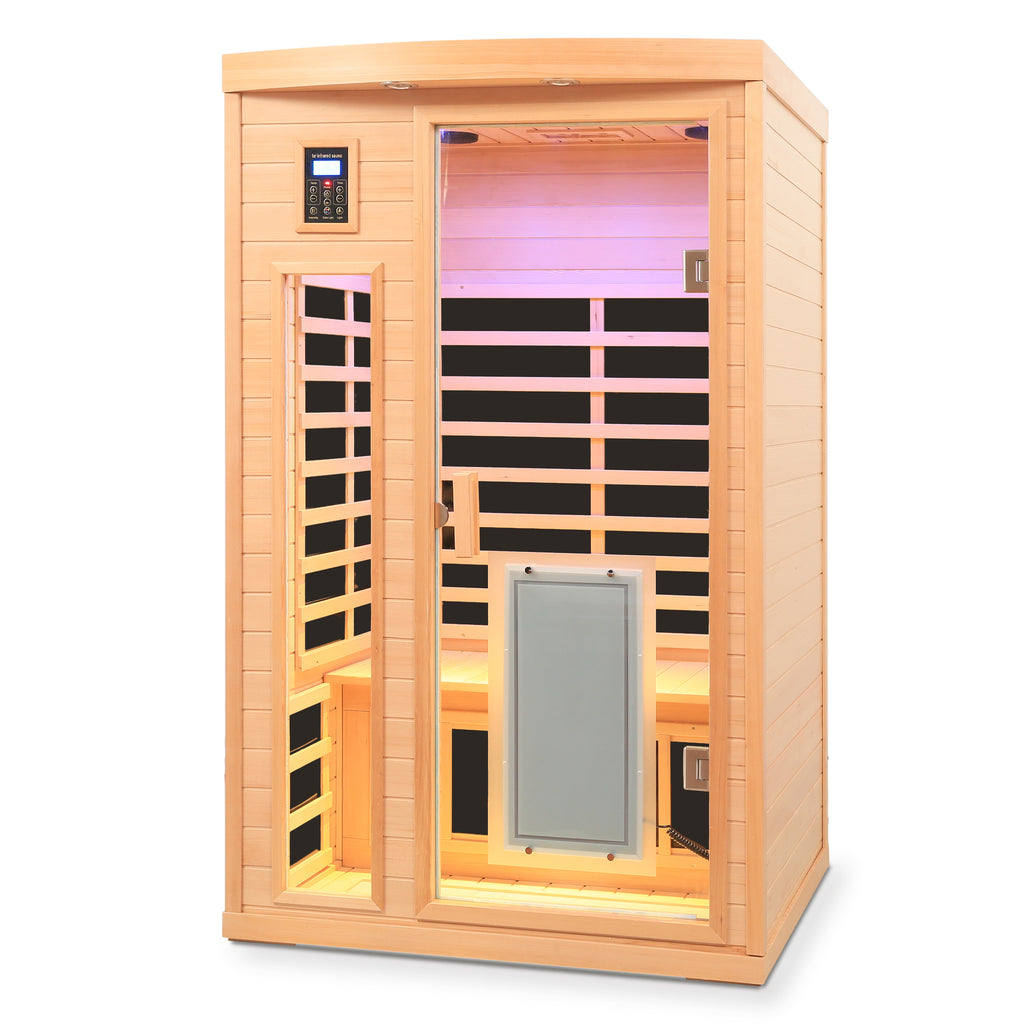 Hemlock Wood Two-Person Far-Infrared Indoor Sauna Room with Low EMF