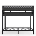 Twin XL Metal Bunk Bed with Storage Shelves, Pegboard, USB Ports & LED Lights – Black - product detail image 9