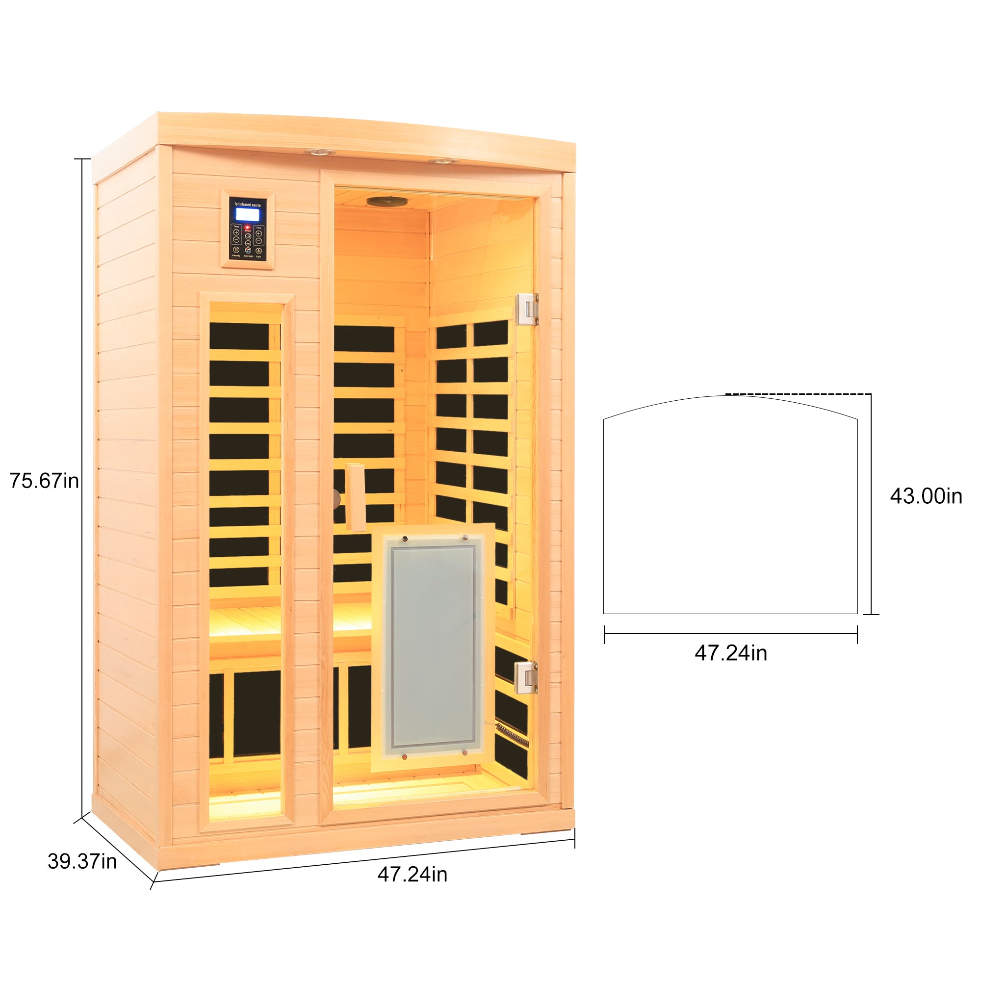 Hemlock Wood Two-Person Far-Infrared Indoor Sauna Room with Low EMF