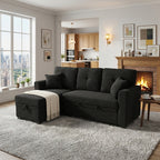 Black sleeper sofa with included matching throw pillows