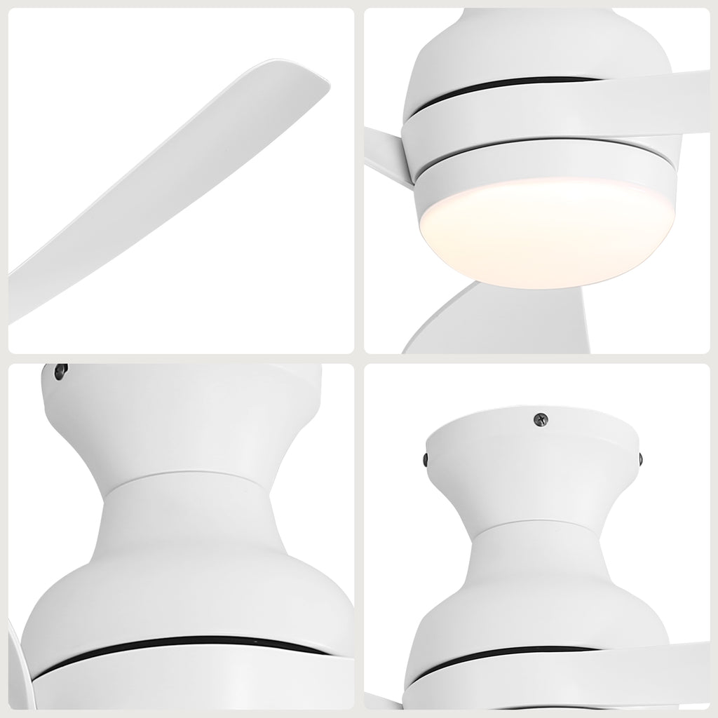 52-inch Low Profile Ceiling Fan with Dimmable Tri-Color LED Light and Quiet DC Motor