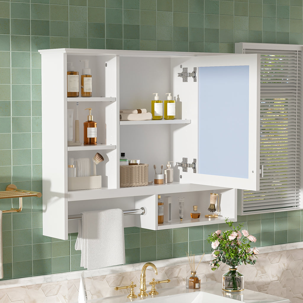 35-inch Wall-Mount Mirror Cabinet with Adjustable Shelves, Soft-Closing Door – Modern Bathroom Storage